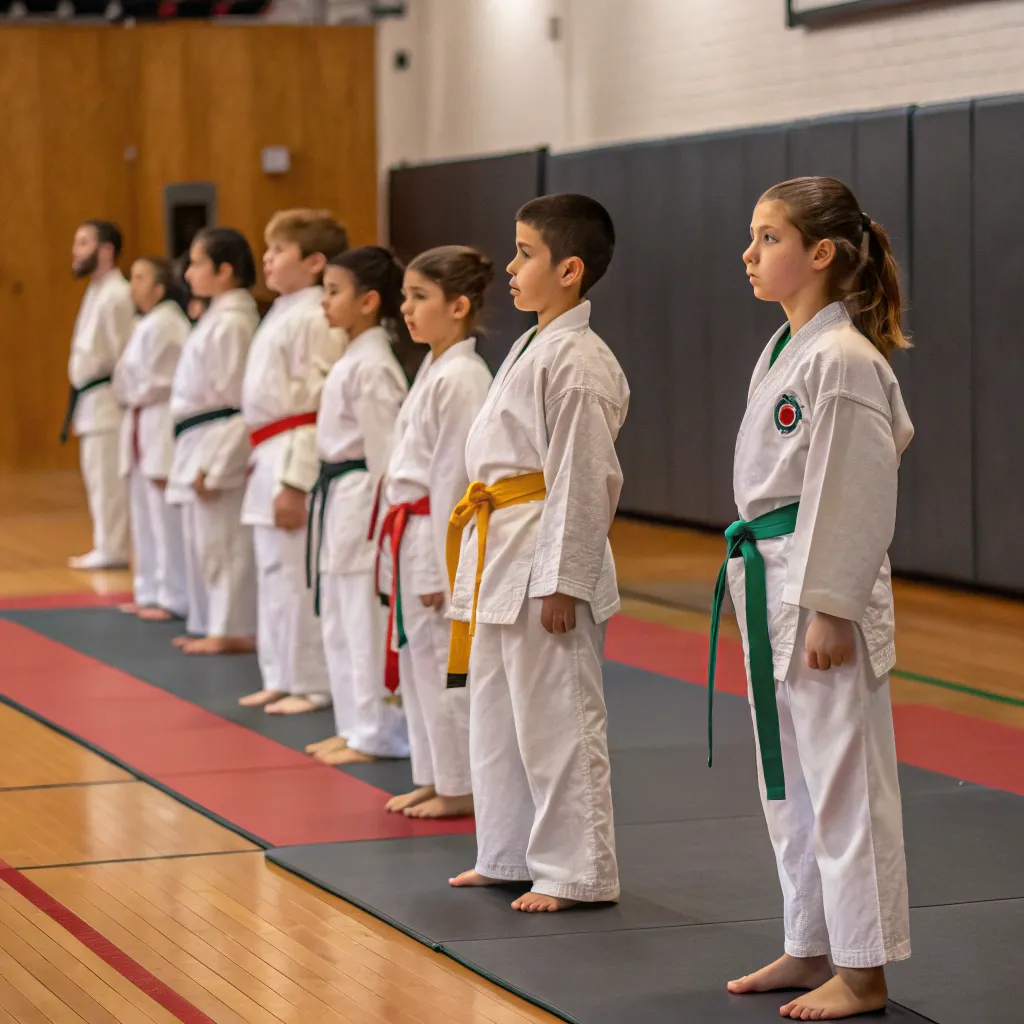 Group of students at martial arts graduation